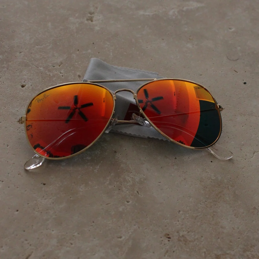 Ray-Ban Aviator Sunglasses with Orange-Red Mirror‎ Lenses